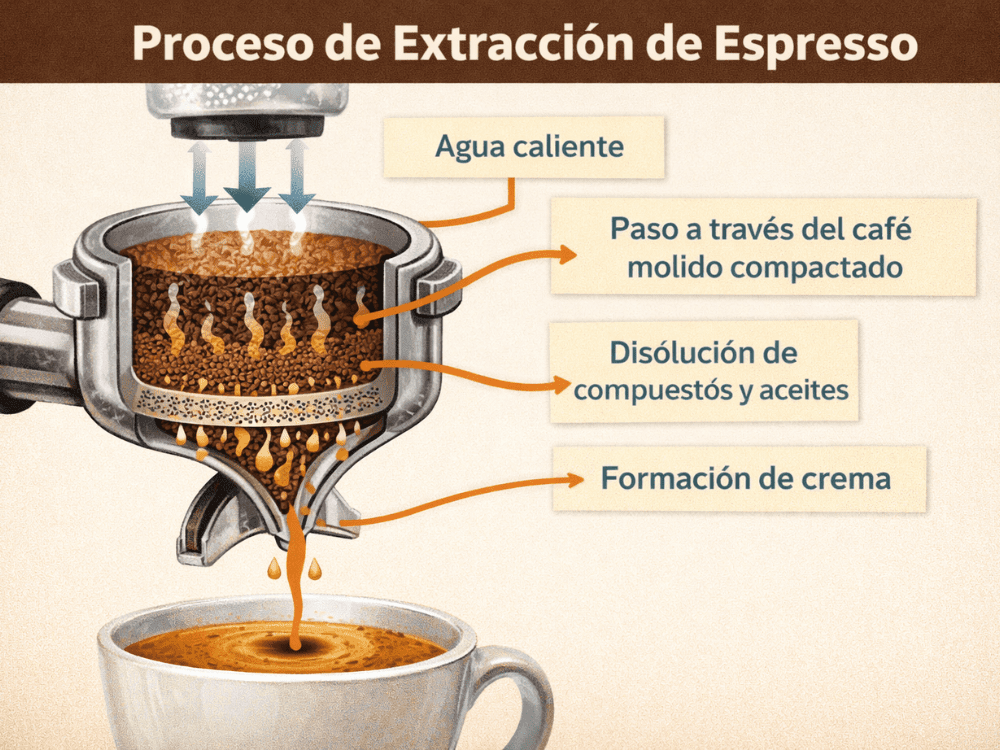 Diagram Showing Espresso Extraction Inside A Portafilter Karafecoffee
