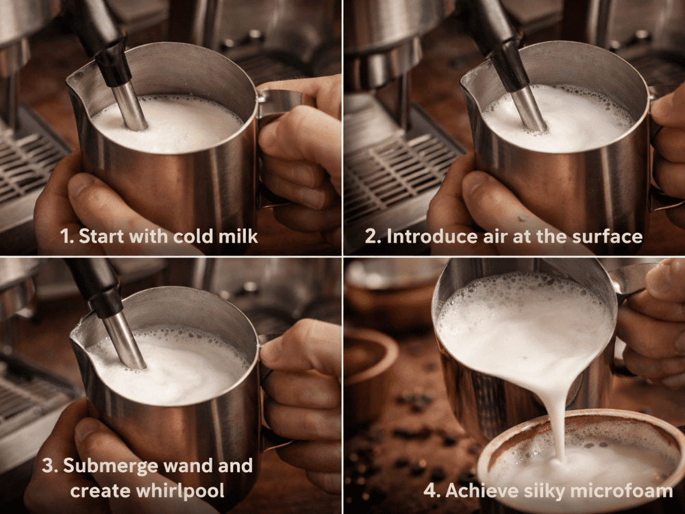 Step By Step Milk Steaming Process Creating Silky Microfoam Karafecoffee
