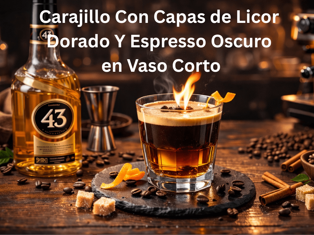 Carajillo Con Capas De Licor Dorado Y Espresso Oscuro En Vaso Corto Karafecoffee