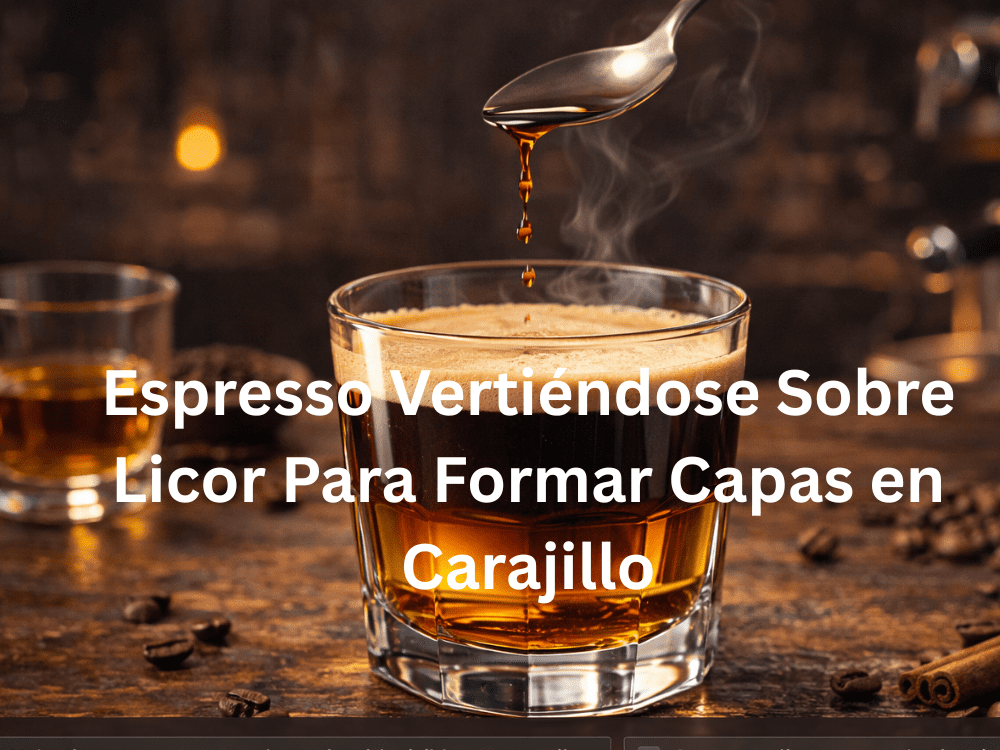 Espresso Vertiendose Sobre Licor Para Formar Capas En Carajillo Karafecoffee