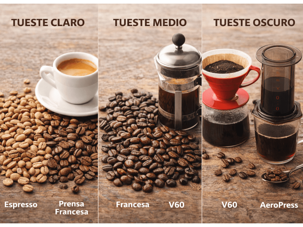 Guía Completa Para Entender Los Niveles De Tueste Del Café Y El Sabor 5 Granos De Cafe Claro Medio Oscuro Con Metodos De Preparacion Karafecoffee