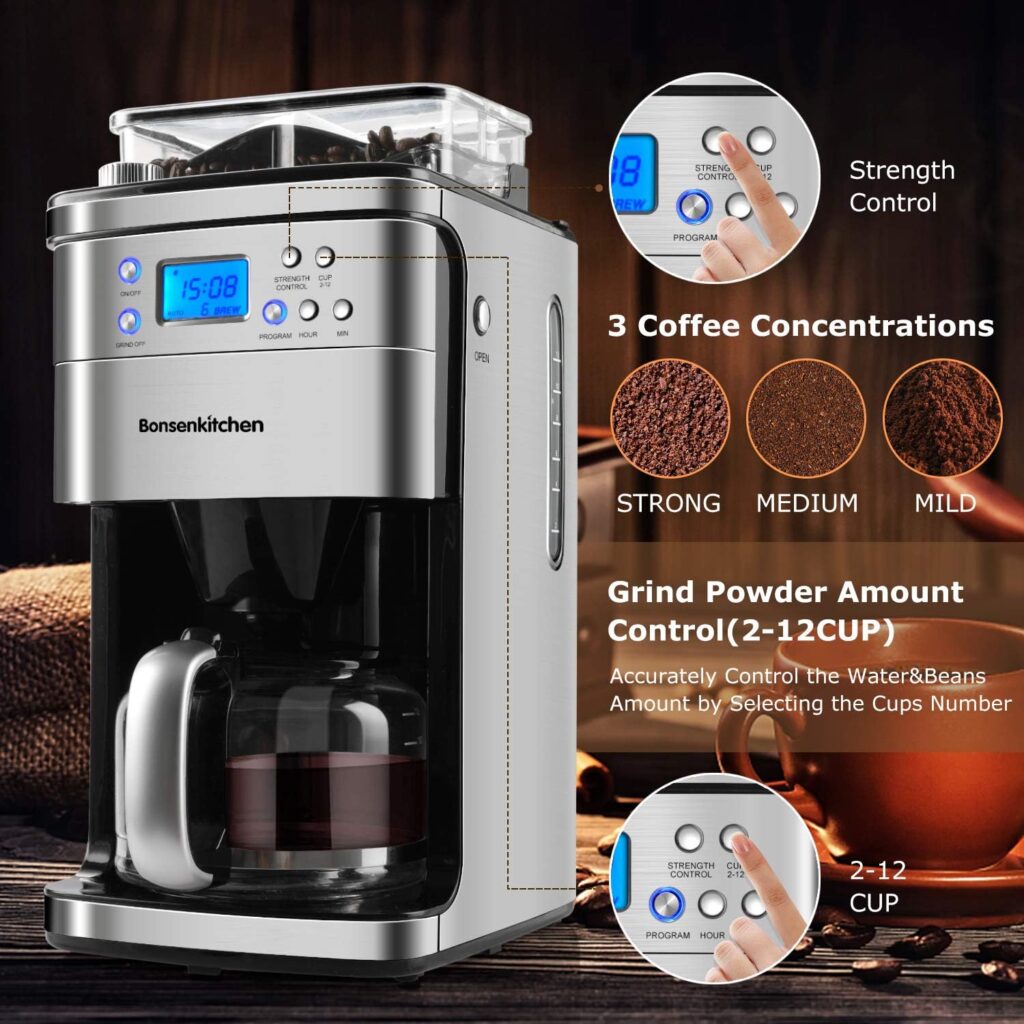 Bonsenkitchen Cafetera Con Molinillo Conico 3 Karafecoffee