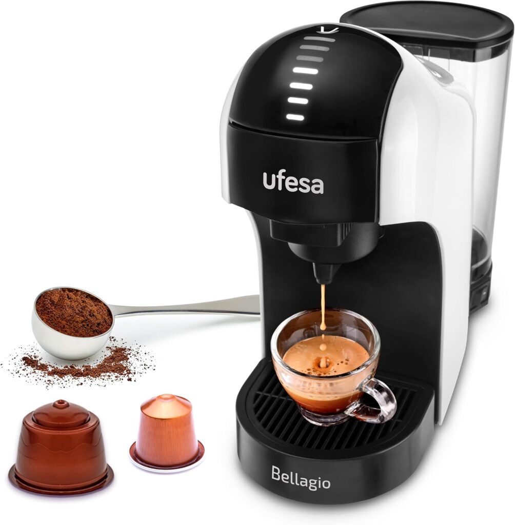 Ufesa Bellagio Cafetera Espresso Multicapsulas 3 en 1 para Nespresso KarafeCoffee