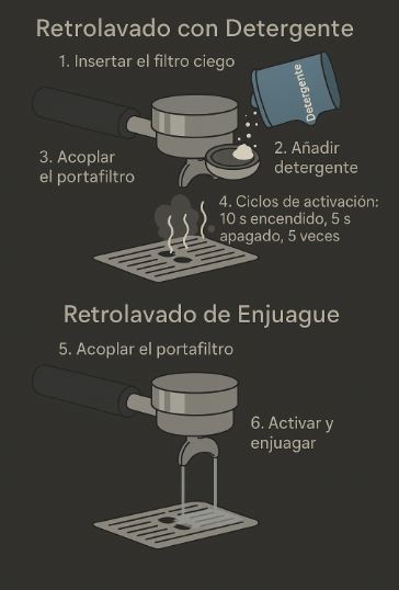 proceso completo de retrolavado con detergente KarafeCoffee