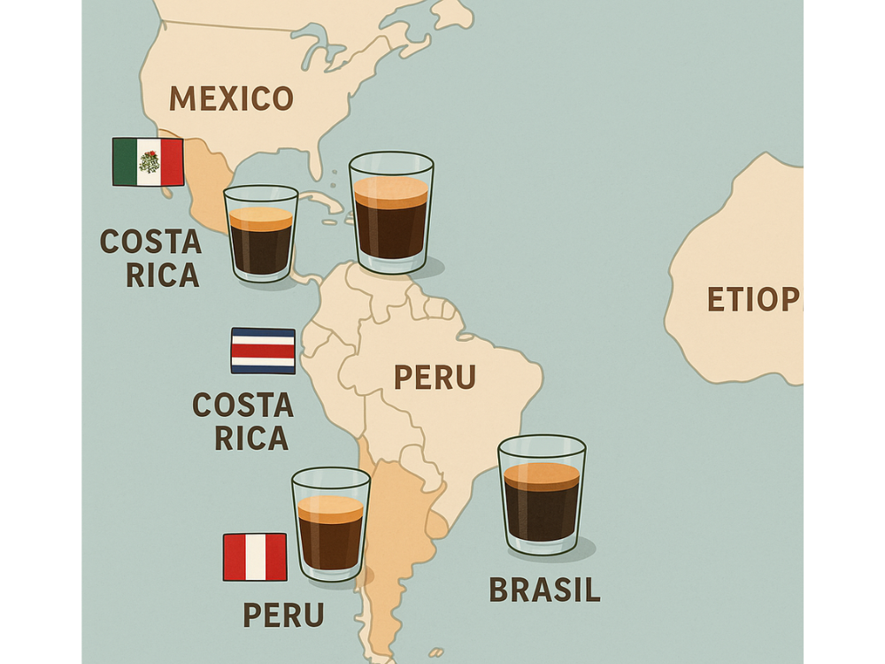 Mapa de granos de cafe por region KarafeCoffee