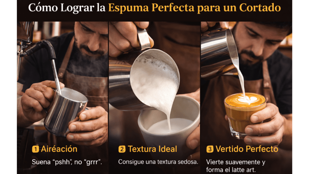 Espuma Perfecta Y Vertido Para Un Cafe Cortado Karafecoffee